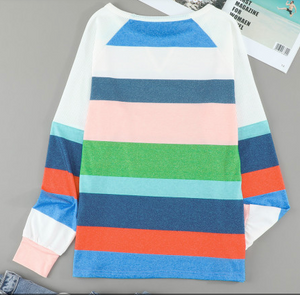 Pre-Order Striped Color Block Long Sleeve T-Shirt