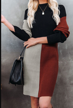 Load image into Gallery viewer, Pre-Order Color Block Knit Sweater Dress