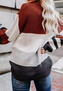Pre-Order Color Block Striped Long Sleeve Sweater