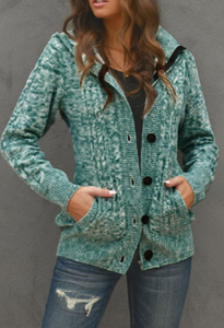 Pre-Order Long Sleeve Button-up Hooded Cardigans