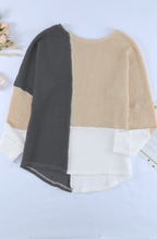 Load image into Gallery viewer, Pre-Order Color Block Crew Neck Waffle Knit Top