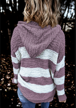 Load image into Gallery viewer, Pre-Order Color Block Side Slit Knitted Hooded Sweater