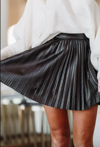 Pre-Order Black Pleated High Waist Mini Skirt