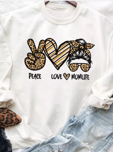 Pre-Order Leopard Peace Love Mom Life Sweatshirt