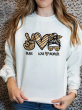Load image into Gallery viewer, Pre-Order Leopard Peace Love Mom Life Sweatshirt