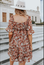 Load image into Gallery viewer, Pre-Order Square Neck Puff Sleeve Floral Mini Dress