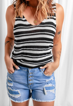 Load image into Gallery viewer, Pre-Order Black White Striped Tank Top