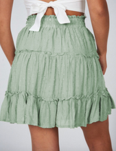 Load image into Gallery viewer, Pre-Order Smocked Waist Swiss Dot Frilled Tiered Mini Skirt