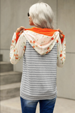 Load image into Gallery viewer, Pre-Order Gray Cowl Neck Floral Print Thumb Hole Drawstring Hoodie