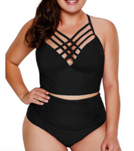 Load image into Gallery viewer, Pre-Order Strappy Neck Detail High Waist Swimsuit