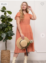 Load image into Gallery viewer, Apricot Tiered Midi Dress