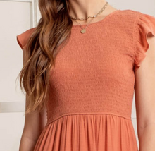 Load image into Gallery viewer, Apricot Tiered Midi Dress