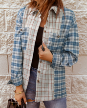 Load image into Gallery viewer, Pre-Order Plaid Color Block Pocket Button-up Long Sleeve Shirt
