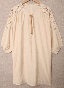 Pre-Order Split Neck Lace Shoulder Beach Dress