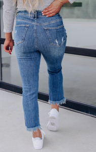 Per-Order Plus Size Frayed Straight Leg Jeans