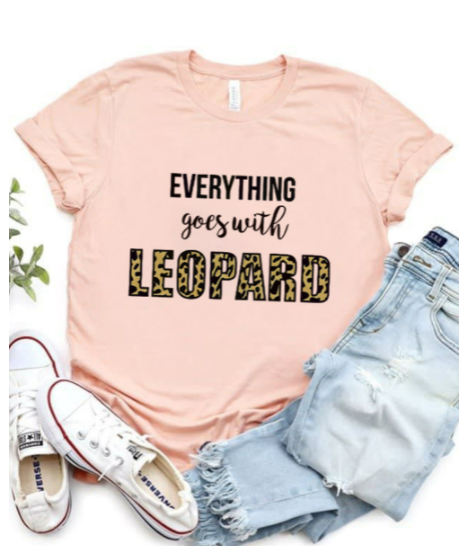 Pre-Order Pink Everything Goes With Leopard Short Sleeve Graphic Tee