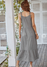 Load image into Gallery viewer, Pre-Order Tie Straps Solid Ruffled Maxi Dress