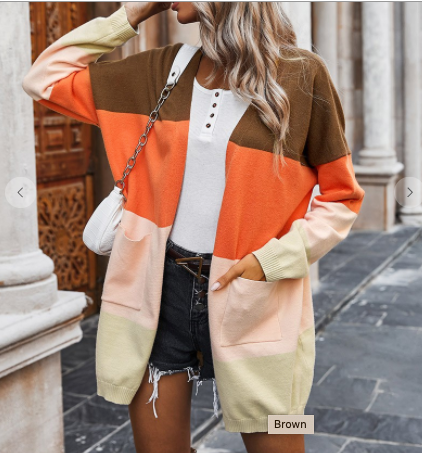 Color block hotsell open front cardigan