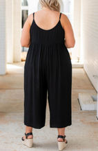 Load image into Gallery viewer, Pre-Order Black Buttons Sleeveless Wide Leg Plus Size Jumpsuit
