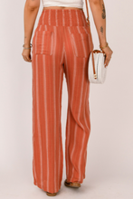 Load image into Gallery viewer, Pre-Order Orange Striped Shirred High Waist Straight Leg Pants