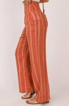 Load image into Gallery viewer, Pre-Order Orange Striped Shirred High Waist Straight Leg Pants