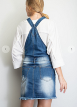 Load image into Gallery viewer, Distressed Denim Overall Minidress