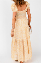 Load image into Gallery viewer, Pre-Order Yellow Puff Short Sleeve Floral Maxi Dress