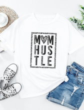 Load image into Gallery viewer, Pre-Order White MOM HUSTLE Leopard Heart Print Short Sleeve T Shirt