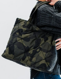3pcs Camo Print Quilted Tote Bag