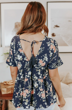 Load image into Gallery viewer, Pre-Order Black V Neck Floral Tiered Babydoll Top