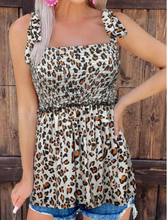 Load image into Gallery viewer, Pre-Order Leopard Ruffled Smocked Casual Tank