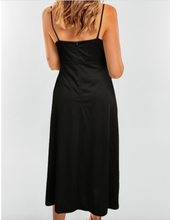 Load image into Gallery viewer, Pre-Order Black Side Slit Bow Knot Spaghetti Strap Maxi Dress