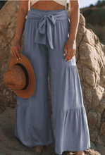 Load image into Gallery viewer, Pre-Order Blue Smocked Waist Palazzo Pants with Tie