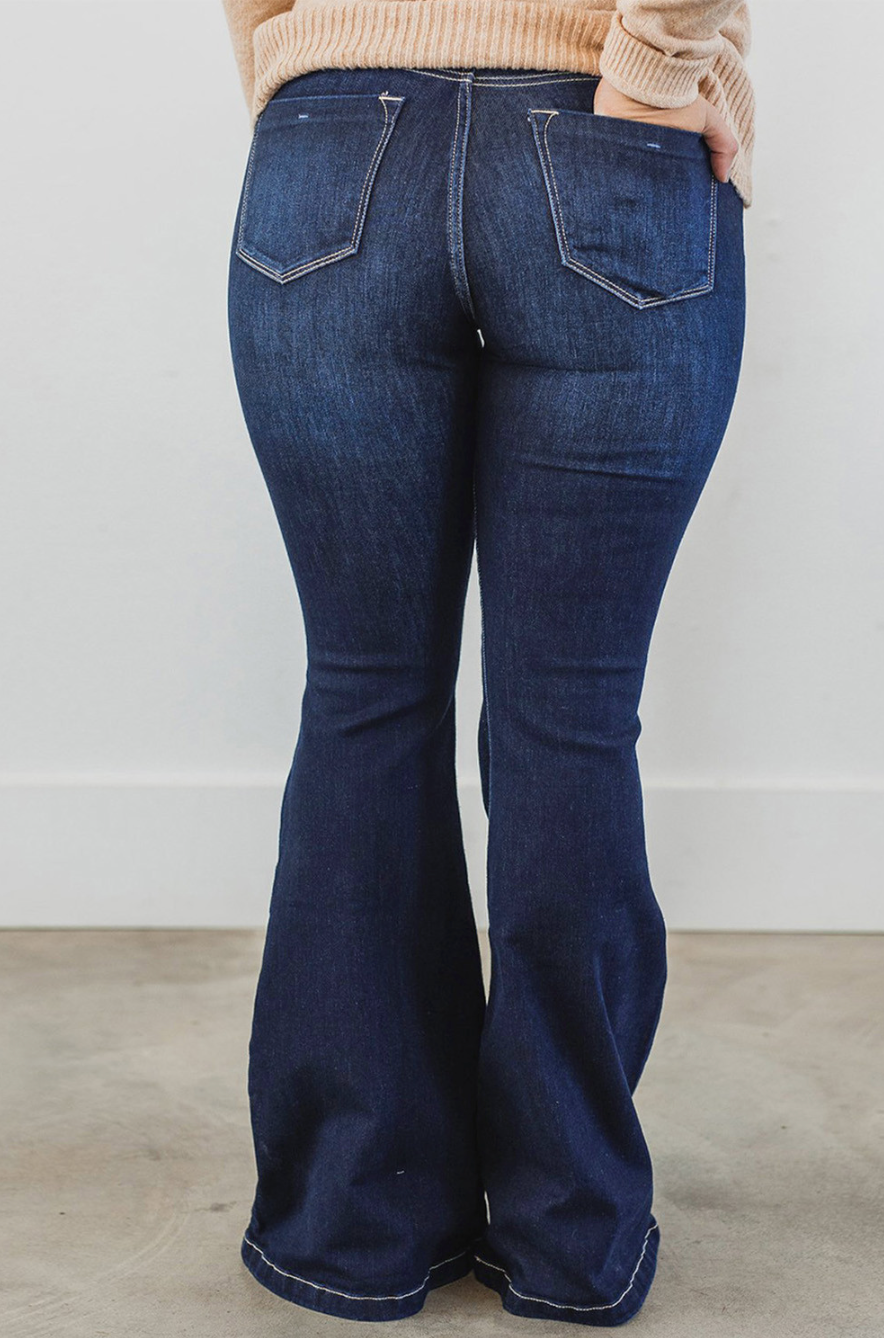 Plus Size Mid Wash Flare Jeans