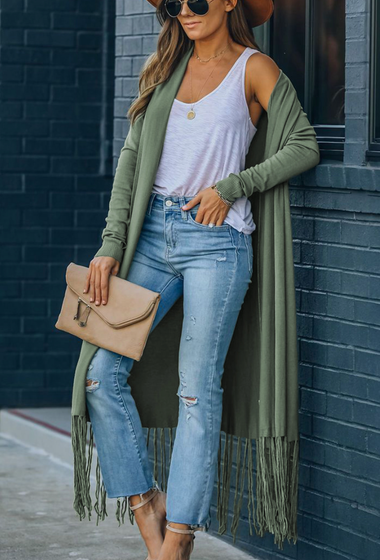 Fringe duster clearance cardigan