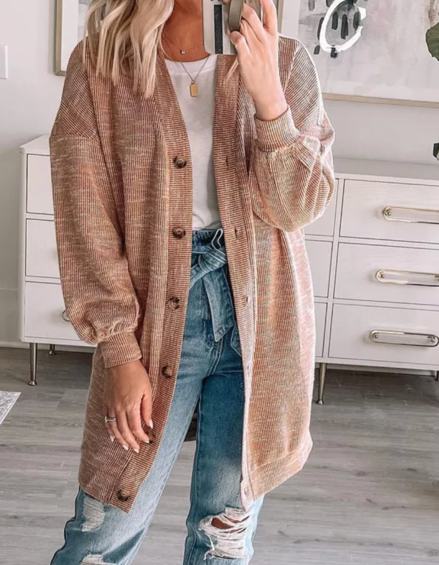 Long Ribbed Cardigan Outfit