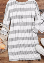 Load image into Gallery viewer, Pre-Order Striped Loose Fit Pocket Casual Long Sleeve Mini Dress