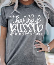 Load image into Gallery viewer, Pre-Order Gray BLESSED Letter Graphic Print Crew Neck T Shirt