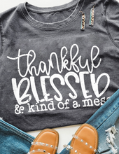 Load image into Gallery viewer, Pre-Order Gray BLESSED Letter Graphic Print Crew Neck T Shirt