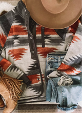 Load image into Gallery viewer, Pre-Order Western Aztec Snap Buttoned Fleece Jacket