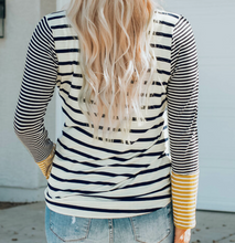 Load image into Gallery viewer, Pre-Order Long Sleeve Stripe Button Henley Top