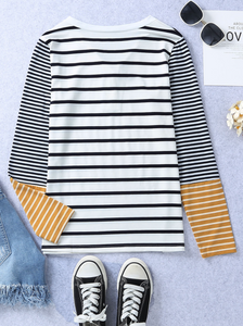 Pre-Order Long Sleeve Stripe Button Henley Top