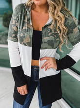 Load image into Gallery viewer, Pre-Order Plus Size Army Camo Colorblock Hooded Cardigan