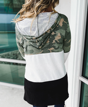 Load image into Gallery viewer, Pre-Order Plus Size Army Camo Colorblock Hooded Cardigan