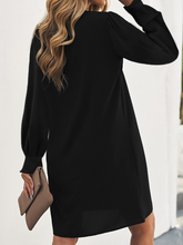 Load image into Gallery viewer, Pre-Order Black Split V Neck Ruffled Sleeves Shirt Dress