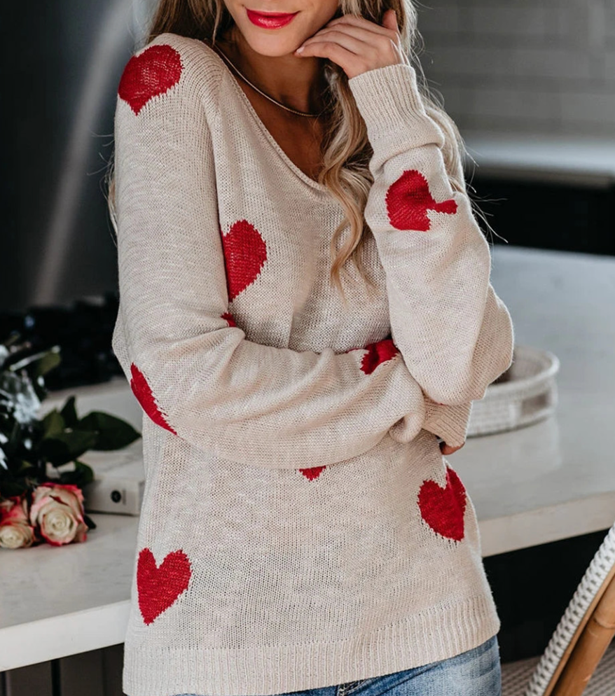 Red Heart Distressed Sweater