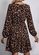 Load image into Gallery viewer, Pre-Order Leopard Ruffled Elastic Cuff Mini Dress