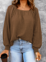 Load image into Gallery viewer, Pre-Order Scoop Neck Puff Sleeve Waffle Knit Tops