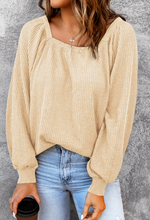 Load image into Gallery viewer, Pre-Order Scoop Neck Puff Sleeve Waffle Knit Tops