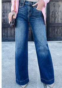 Pre-Order Blue High Rise Wide Leg Jeans